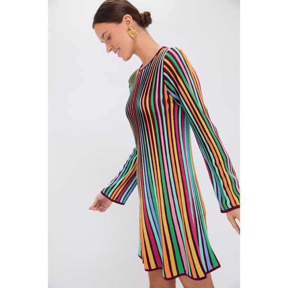 TUCKERNUCK Rainbow Stripe Knit Amal Dress Size L NWT Retail $248 Tuckernuck - Picture 5 of 7